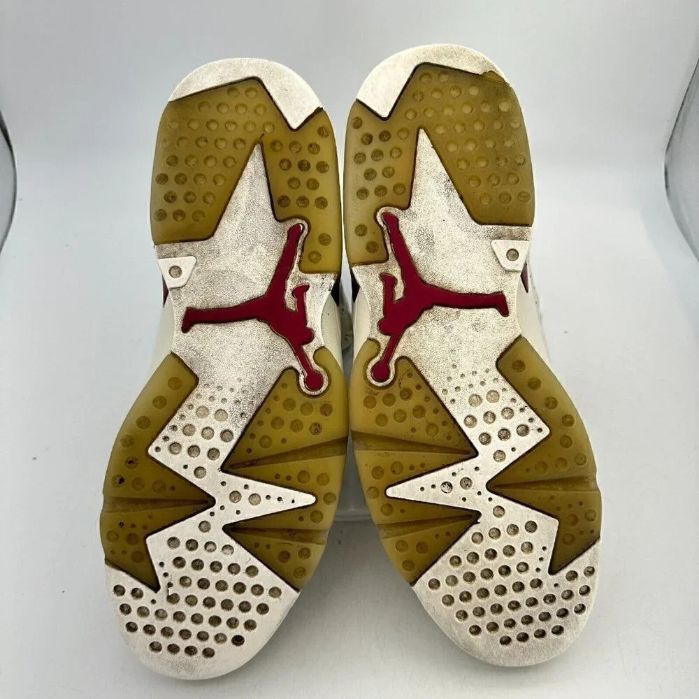 Nike Air Jordan 6 Retro Men Size 13 384664–116 Red Maroon White Basketball Shoes